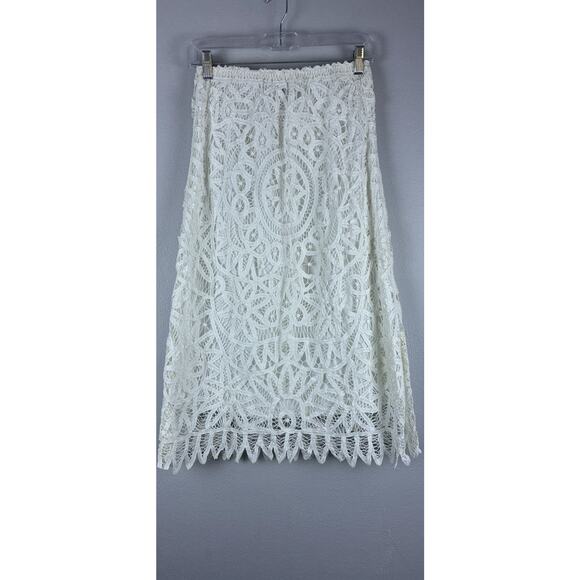 Vintage Laura Ashley Full Lace Lined Elastic Waist Sz S Petite Long Skirt - Picture 2 of 5